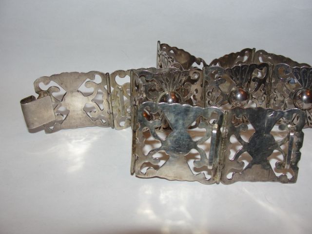 Mexican Hand Made Stamped Sterling Silver Belt Mexican Hand Made Stamped Sterling Silver Belt