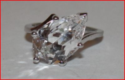 Art Deco Sterling Silver Pear Shaped Rock Crystal Quartz Cocktail Ring Art Deco Sterling Silver Pear Shaped Rock Crystal Quartz Cocktail Ring