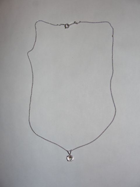 Sterling Silver Faceted Rock Crystal Prong Set Necklace Solitaire Sterling Silver Faceted Rock Crystal Prong Set Necklace Solitaire
