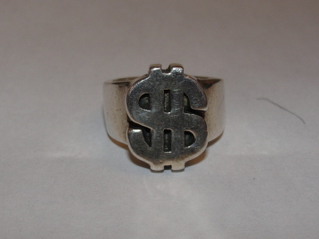 Versani Sterling Silver Dollar Sign Hipster Ring