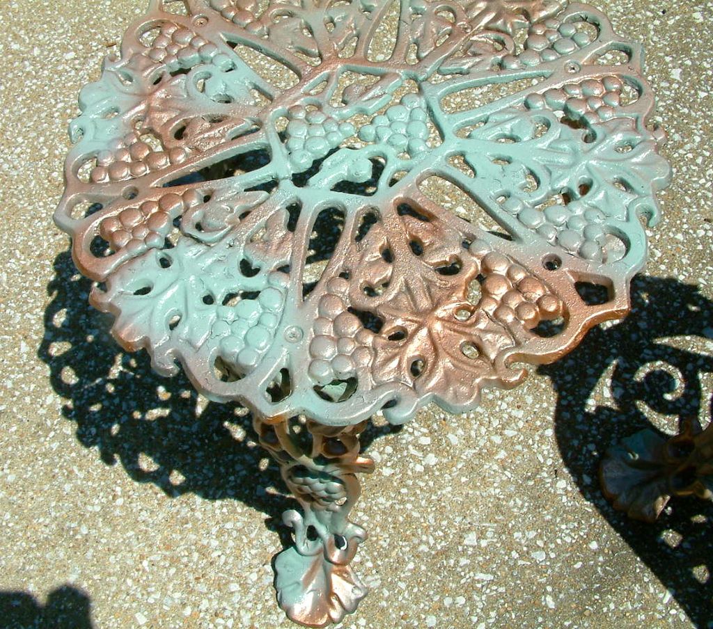 Vintage Cast Iron Grape Design Garden Settee and Two Tables Vintage Cast Iron Grape Design Garden Settee and Two Tables