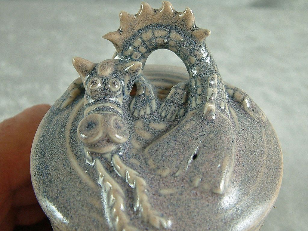Vintage Artist Signed Pottery Dragon Jar Vintage Artist Signed Pottery Dragon Jar