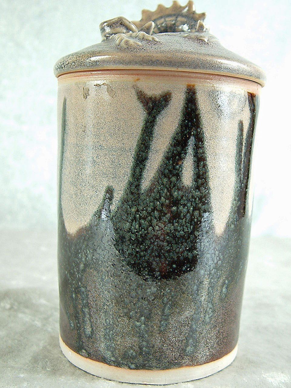 Vintage Artist Signed Pottery Dragon Jar Vintage Artist Signed Pottery Dragon Jar