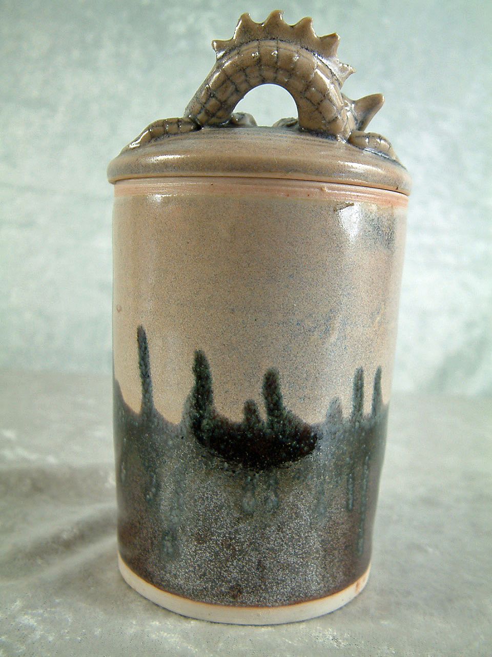 Vintage Artist Signed Pottery Dragon Jar Vintage Artist Signed Pottery Dragon Jar