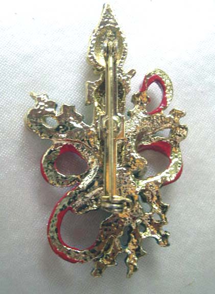 Candlestick Pin with Holly and Colored Rhinestones Candlestick Pin with Holly and Colored Rhinestones
