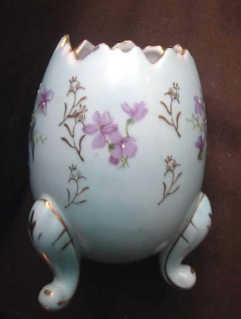 Half Egg Three Footed Planter with Violets Half Egg Three Footed Planter with Violets