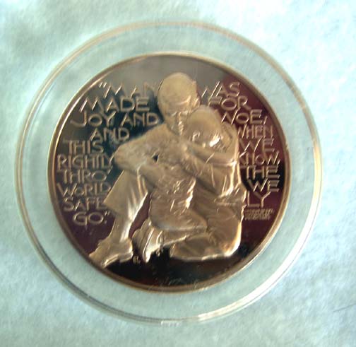 Franklin Mint Sculptor Series - "Joy and Woe" Bronze Coin - 1973 Franklin Mint Sculptor Series - "Joy and Woe" Bronze Coin - 1973