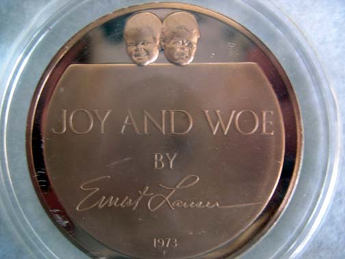 Franklin Mint Sculptor Series - "Joy and Woe" Bronze Coin - 1973 Franklin Mint Sculptor Series - "Joy and Woe" Bronze Coin - 1973