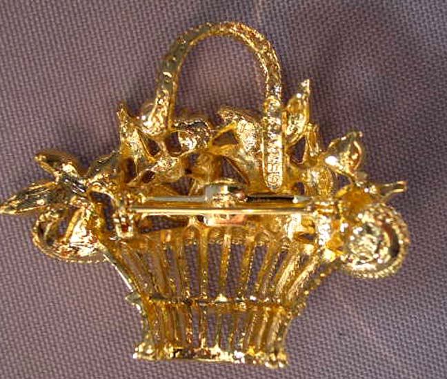 GERRY'S Basket Pin with Faux Pearls and Rhinestones GERRY'S Basket Pin with Faux Pearls and Rhinestones