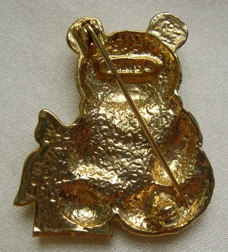 GERRY'S - Teddy Bear Christmas Holiday Pin with Rhinestone Eyes GERRY'S - Teddy Bear Christmas Holiday Pin with Rhinestone Eyes