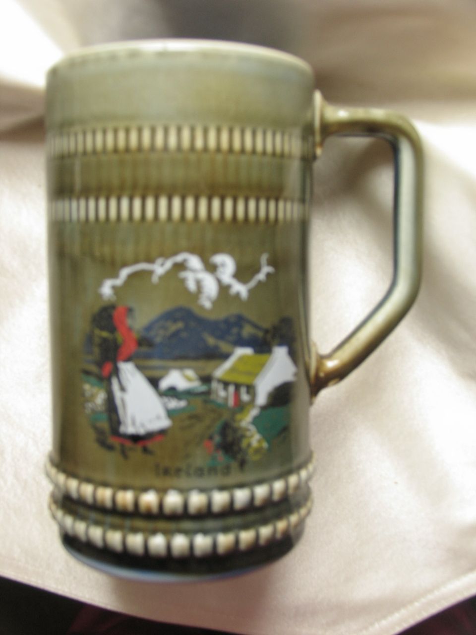 WADE Made in Ireland Tankard Stein or Mug with Lady Carrying Basket WADE Made in Ireland Tankard Stein or Mug with Lady Carrying Basket