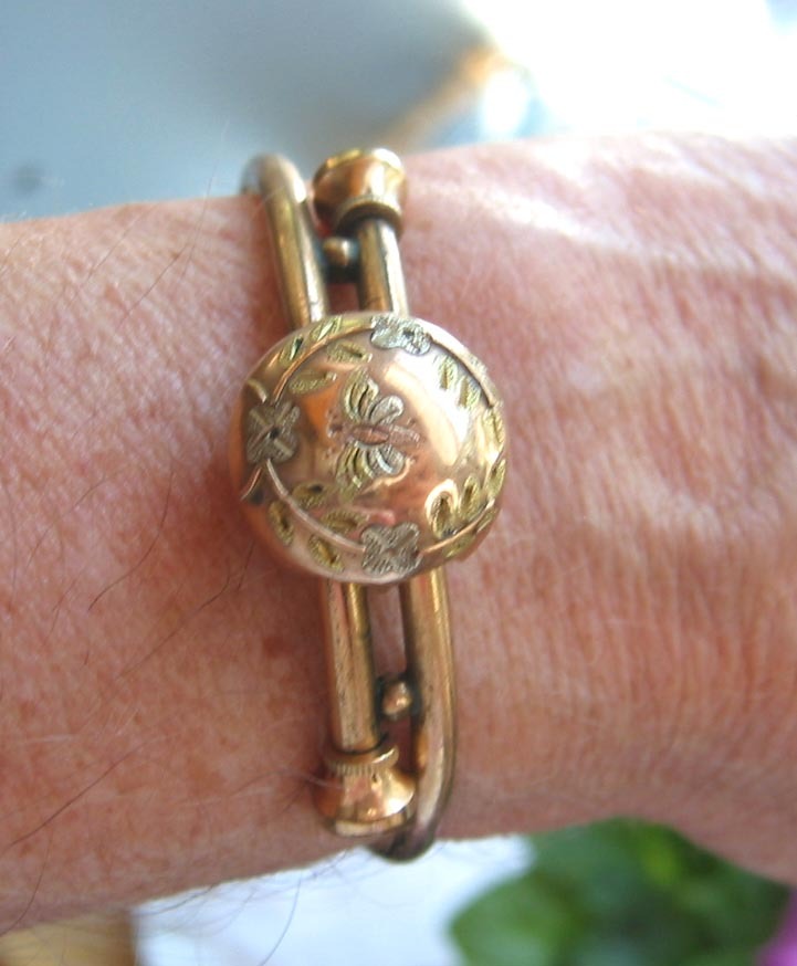 Victorian Gold Filled Hinged Cross-over Bracelet - Pat. Dec. 16, 1879 Victorian Gold Filled Hinged Cross-over Bracelet - Pat. Dec. 16, 1879