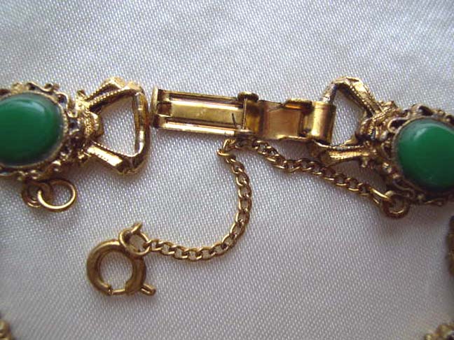 Vintage LJM signed Green Stone Bracelet circa 1955 Vintage LJM signed Green Stone Bracelet circa 1955