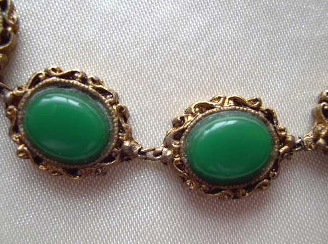 Vintage LJM signed Green Stone Bracelet circa 1955 Vintage LJM signed Green Stone Bracelet circa 1955