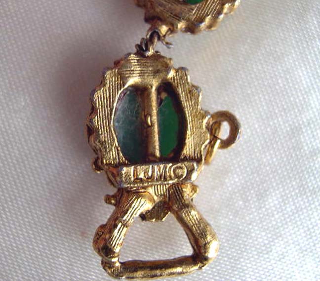 Vintage LJM signed Green Stone Bracelet circa 1955 Vintage LJM signed Green Stone Bracelet circa 1955