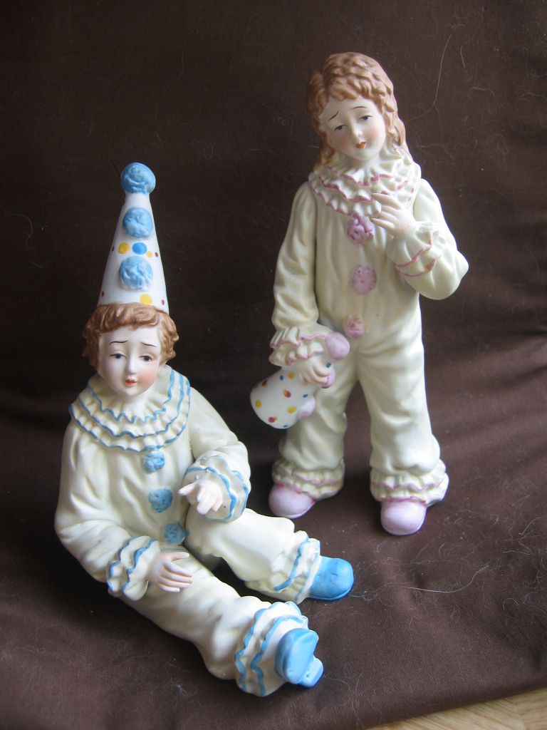 Eda Mann Milano Porcelain Pair of Clowns or Jesters Eda Mann Milano Porcelain Pair of Clowns or Jesters