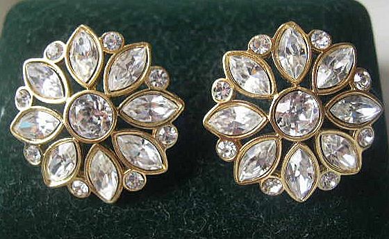 Monet Goldtone Earrings Set with Clear Rhinestones Monet Goldtone Earrings Set with Clear Rhinestones