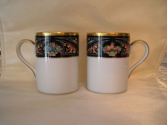 Pair of Christian Dior China Coffee Mugs - Chambord Pattern Pair of Christian Dior China Coffee Mugs - Chambord Pattern