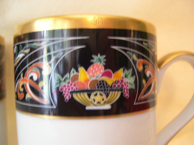 Pair of Christian Dior China Coffee Mugs - Chambord Pattern Pair of Christian Dior China Coffee Mugs - Chambord Pattern