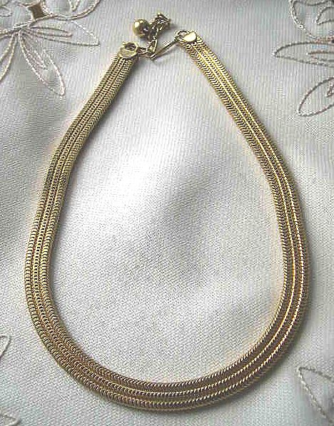 Napier Goldtone Mesh Choker Necklace circa 1955 Napier Goldtone Mesh Choker Necklace circa 1955