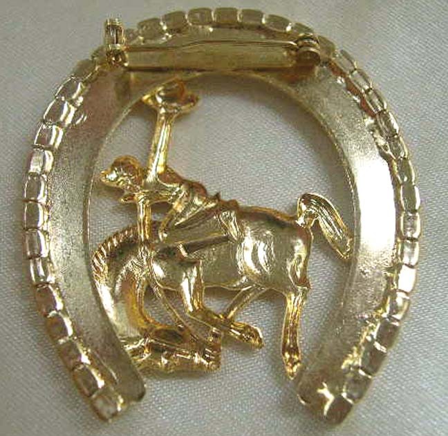 Bronco Rider in Clear Rhinestone Horseshoe Pin Bronco Rider in Clear Rhinestone Horseshoe Pin