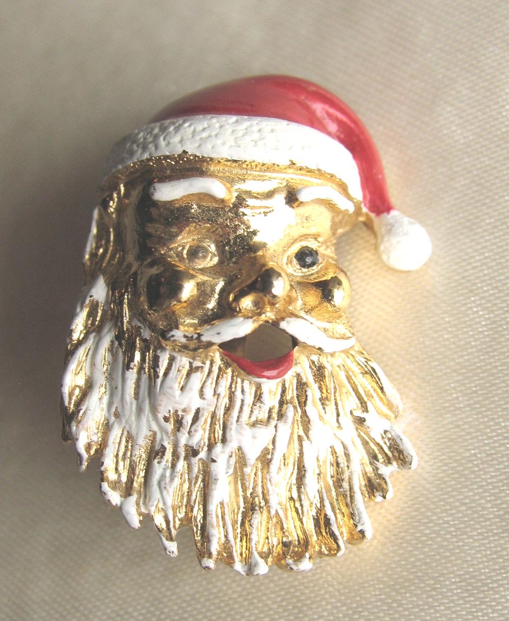 Vintage Gerry's Full Santa Face Pin Vintage Gerry's Full Santa Face Pin
