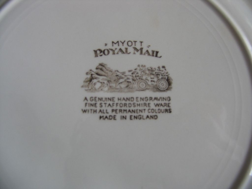 Four Mylott Staffordshire Ware Royal Mail Dinner Plates Four Mylott Staffordshire Ware Royal Mail Dinner Plates