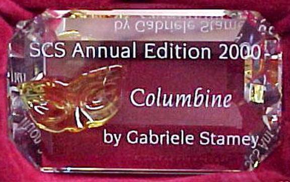 Swarovski Crystal "Columbine" Title Plaque for 2000 Swarovski Crystal "Columbine" Title Plaque for 2000