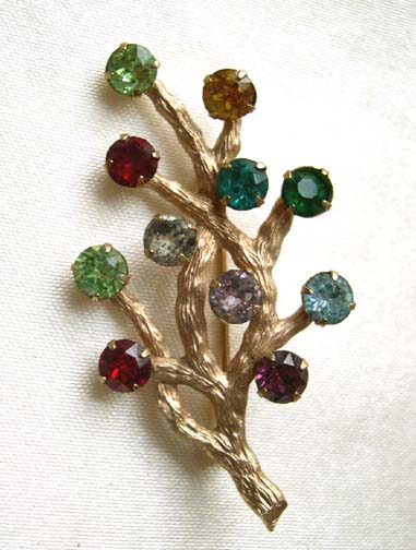 Van Dell MOTHER'S Family Tree Rhinestone Pin Van Dell MOTHER'S Family Tree Rhinestone Pin