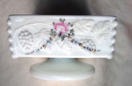 Westmoreland Handpainted Milk Glass Pedestal Candy Dish Westmoreland Handpainted Milk Glass Pedestal Candy Dish