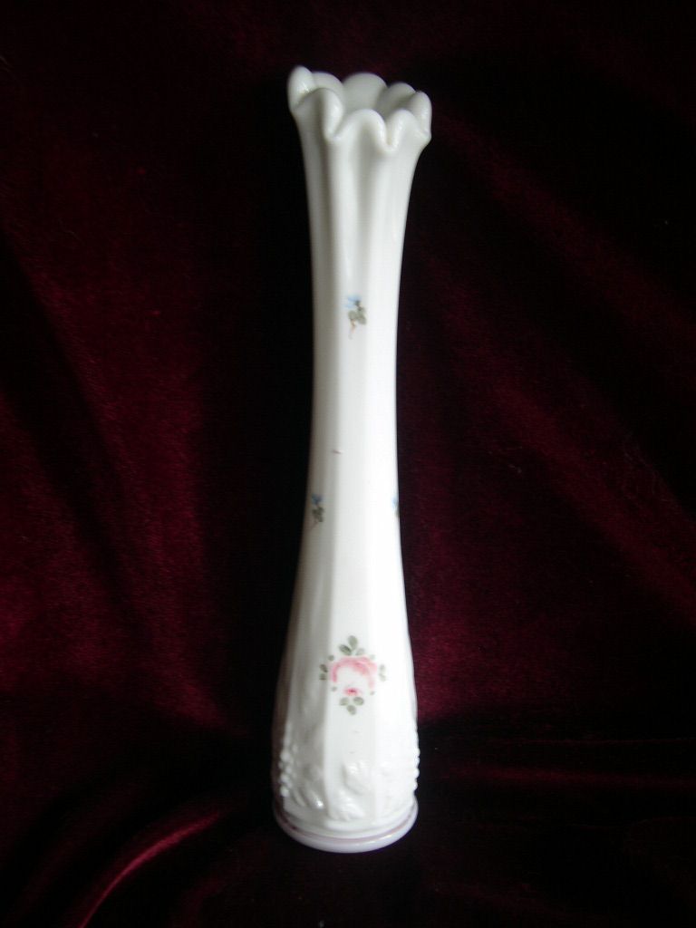 Westmoreland Milk Glass Bud Vase with Painted Flowers Westmoreland Milk Glass Bud Vase with Painted Flowers