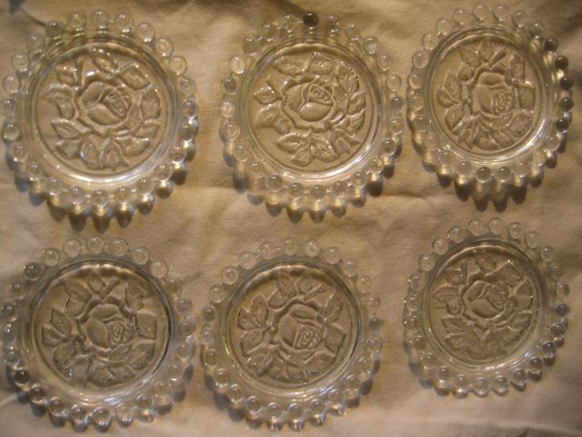 Six Crystal Rose Coasters Made in The German Democratic Republic Six Crystal Rose Coasters Made in The German Democratic Republic
