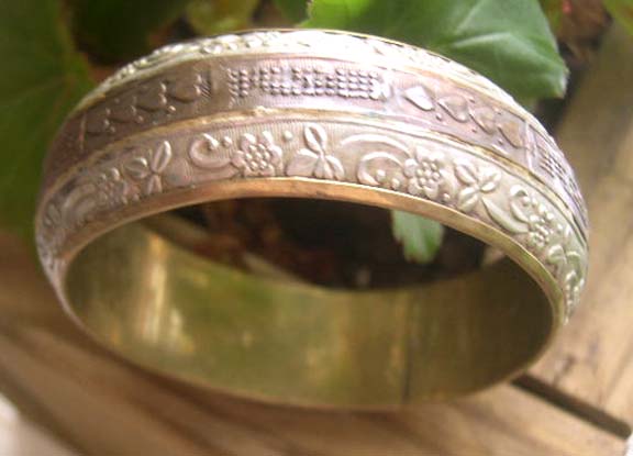 Unique Two Tone Metal Engraved Cuff Bracelet Unique Two Tone Metal Engraved Cuff Bracelet