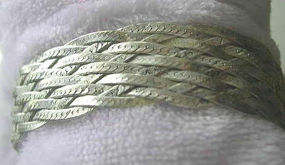 Milor Signed 7 1/2" Silver Herringbone Braided Bracelet Milor Signed 7 1/2" Silver Herringbone Braided Bracelet