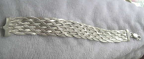 Milor Signed 7 1/2" Silver Herringbone Braided Bracelet Milor Signed 7 1/2" Silver Herringbone Braided Bracelet