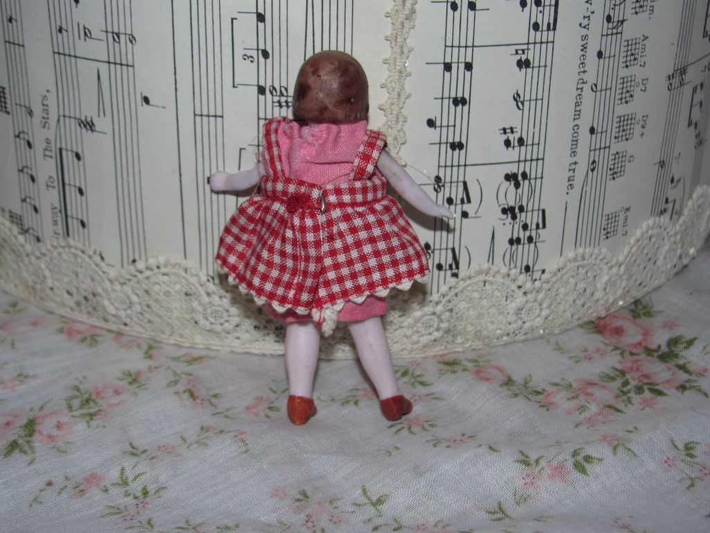 Miniature German Bisque Dollhouse Girl - Bobbed Hair Miniature German Bisque Dollhouse Girl - Bobbed Hair