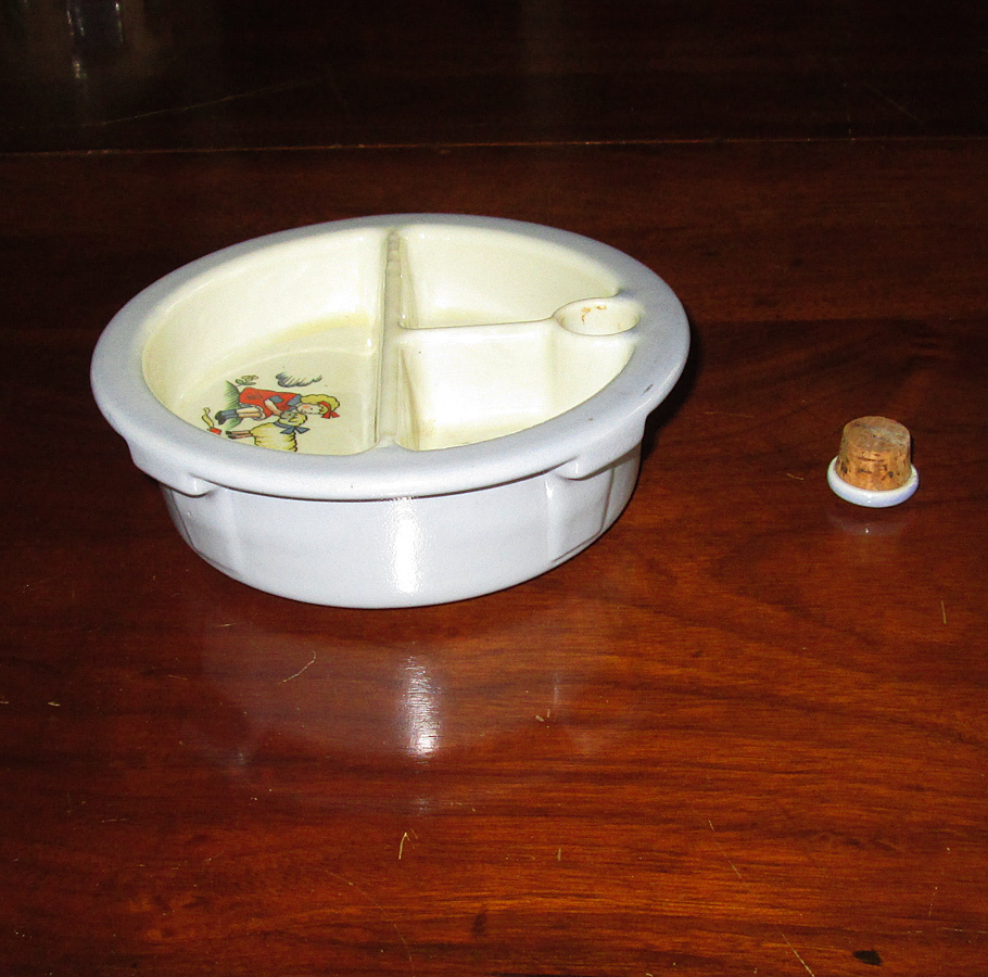 Hand Decorated Pottery Baby's Warming Dish Hand Decorated Pottery Baby's Warming Dish
