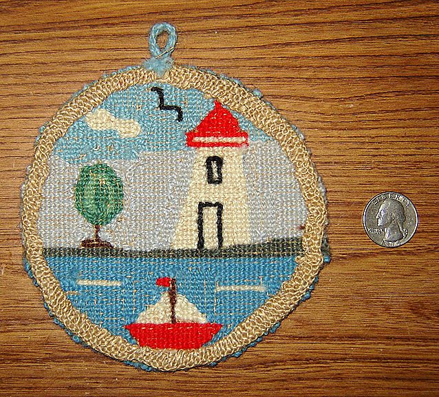 Tiny Hooked Wall Hanging Rug with Lighthouse Tiny Hooked Wall Hanging Rug with Lighthouse