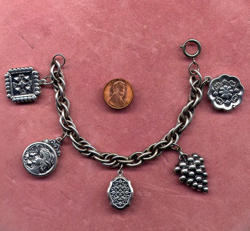 Vintage Coin Silver Medallion Charm Bracelet Vintage Coin Silver Medallion Charm Bracelet
