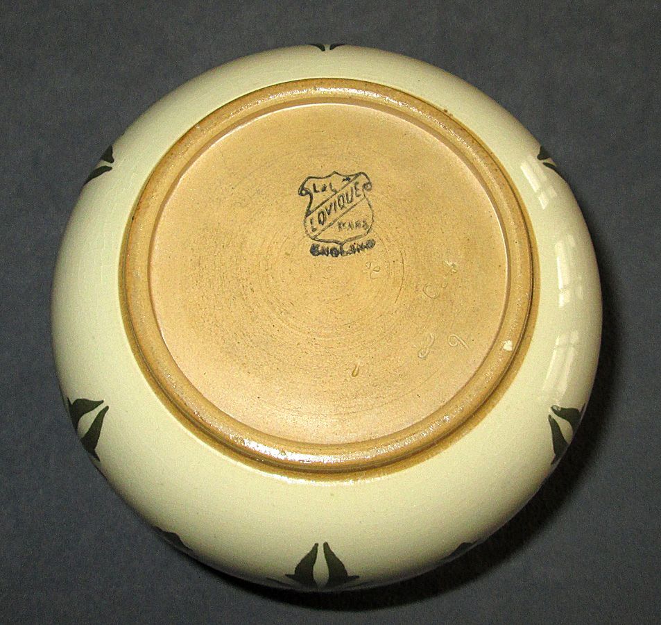 English Hand-Decorated Pottery "Lovique" Biscuit Jar English Hand-Decorated Pottery "Lovique" Biscuit Jar