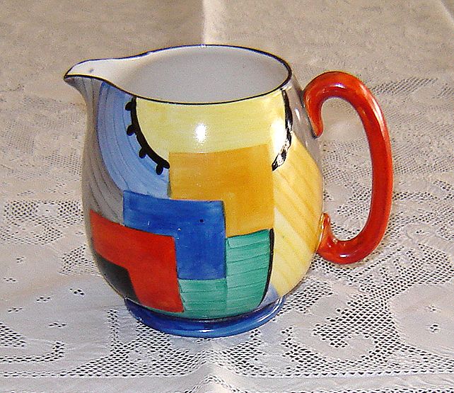 English Art Deco Pottery Pitcher Signed Susie Cooper English Art Deco Pottery Pitcher Signed Susie Cooper