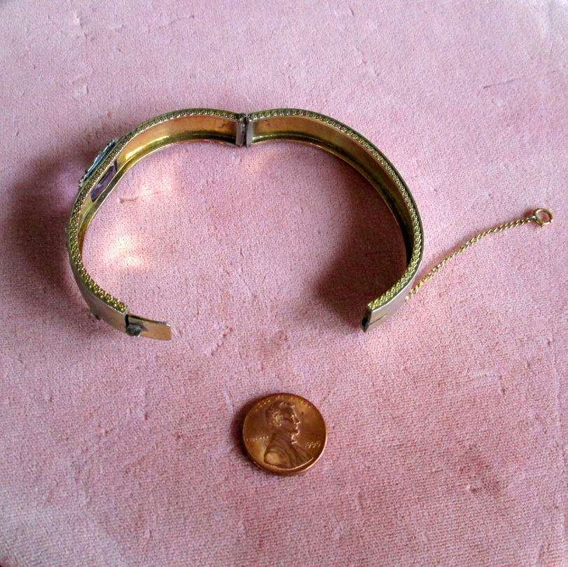Costume Bangle Bracelet with Faceted Lavender Stone Costume Bangle Bracelet with Faceted Lavender Stone
