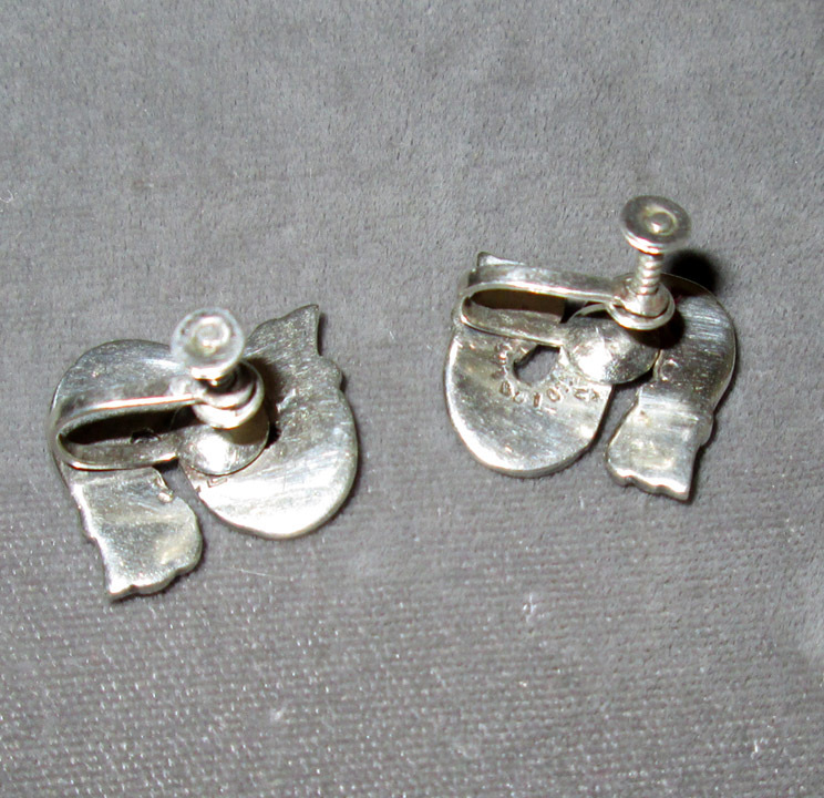 Mexican Sterling Inlaid Stone Screw Back Earrings Mexican Sterling Inlaid Stone Screw Back Earrings