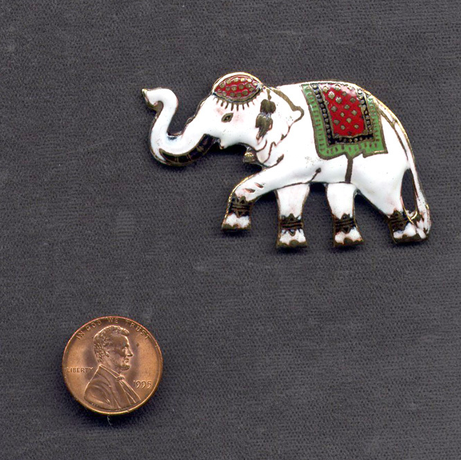 Siam Silver and Multicolored Enamel Elephant Pin Siam Silver and Multicolored Enamel Elephant Pin