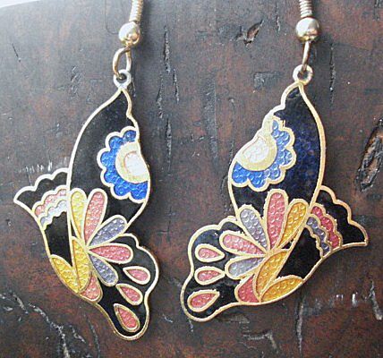 Psychedelic Cloisonne Dove of Peace Earrings Psychedelic Cloisonne Dove of Peace Earrings