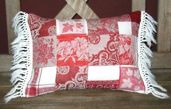 Antique and vintage turkey red patchwork pillow oblong Antique and vintage turkey red patchwork pillow oblong