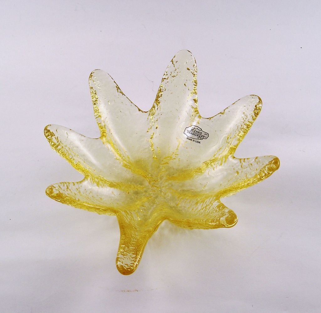 Yellow pebble textured blenko glass dish Yellow pebble textured blenko glass dish