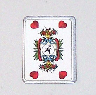 German Miniature "Sächsisches Doppelbild" ("Saxon Pattern") Skat Playing Cards, Maker Unknown, Union Cigarettes Adv., w/ Card Holder, c.1935 German Miniature "Sächsisches Doppelbild" ("Saxon Pattern") Skat Playing Cards, Maker Unknown, Union Cigarettes Adv., w/ Card Holder, c.1935
