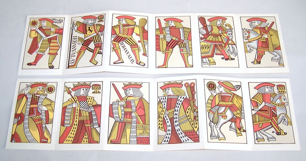Huxley House "Of Jacks, Queens & Kings," Gatefold Samplers 18th Century Playing Cards, Walter Huxley and Franz Hess Designs, Christmas and New Year's Greeting 1948 Huxley House "Of Jacks, Queens & Kings," Gatefold Samplers 18th Century Playing Cards, Walter Huxley and Franz Hess Designs, Christmas and New Year's Greeting 1948