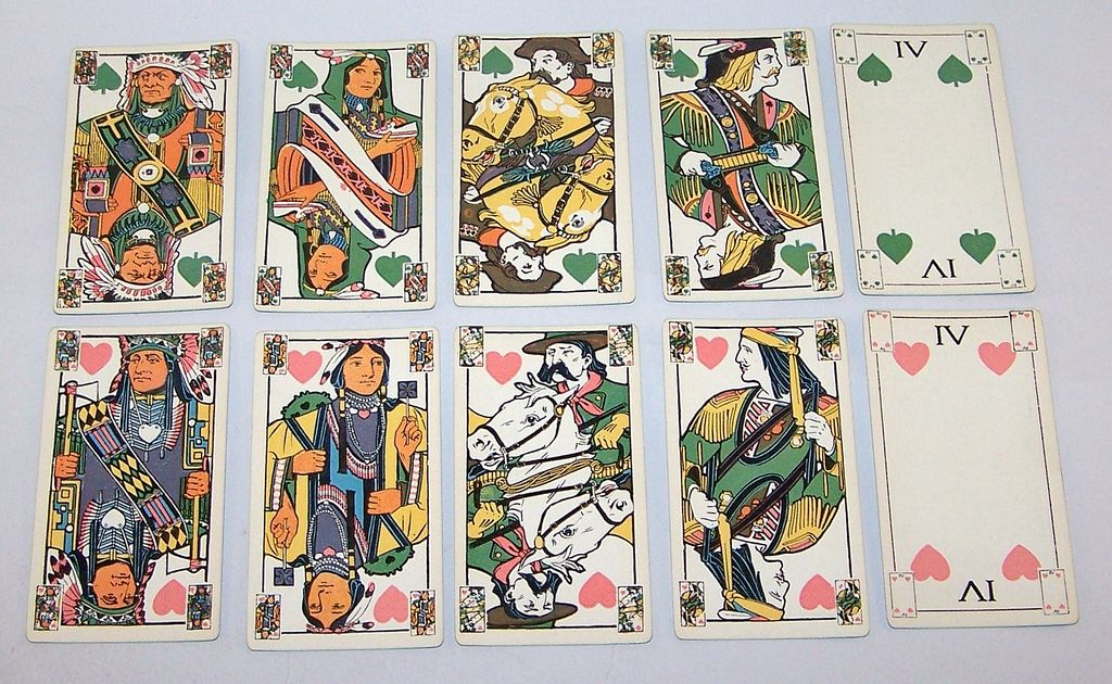 August Petryl & Son "Green Spade Tarok Set," Published by Publicity Art Studios as "Indian Auction and Fortune Telling" – "With the American Tarok Set," c.1934 August Petryl & Son "Green Spade Tarok Set," Published by Publicity Art Studios as "Indian Auction and Fortune Telling" – "With the American Tarok Set," c.1934